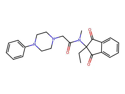 1-Piperazineacetamide, N-(1,3-dioxo-2-ethyl-2-indanyl)-N-methyl-4-phenyl- structure