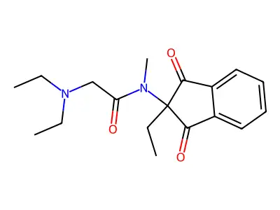 Acetamide, 2-(diethylamino)-N-(1,3-dioxo-2-ethyl-2-indanyl)-N-methyl- structure