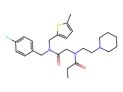 N-(2-{[(4-Fluorophenyl)methyl][(5-methylthiophen-2-yl)methyl]amino}-2-oxoethyl)-N-[2-(piperidin-1-yl)ethyl]propanamide structure