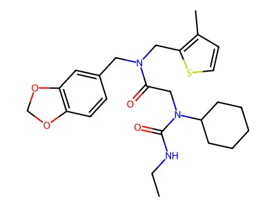 N-[(2H-1,3-Benzodioxol-5-yl)methyl]-N~2~-cyclohexyl-N~2~-(ethylcarbamoyl)-N-[(3-methylthiophen-2-yl)methyl]glycinamide structure
