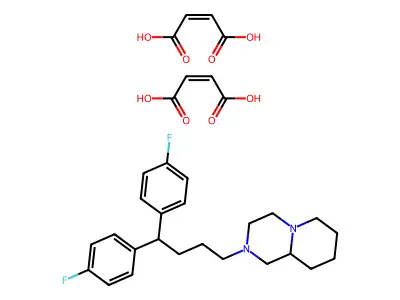 2-[4,4-bis(4-fluorophenyl)butyl]-1,3,4,6,7,8,9,9a-octahydropyrido[1,2-a]pyrazine;(Z)-but-2-enedioic acid structure