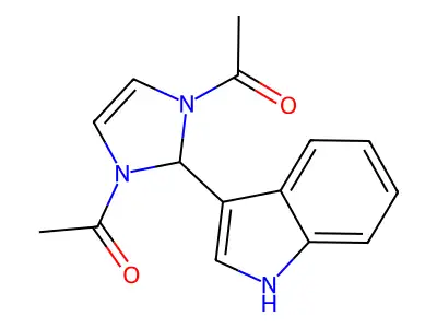 1,3-diacetyl-2-(indol-3-yl)-4-imidazoline structure