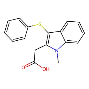 [1-Methyl-3-(phenylsulfanyl)-1H-indol-2-yl]acetic acid structure