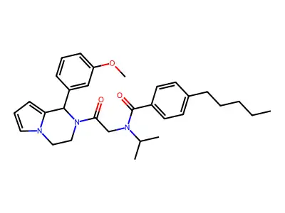 N-[2-[1-(3-methoxyphenyl)-3,4-dihydro-1H-pyrrolo[1,2-a]pyrazin-2-yl]-2-oxoethyl]-4-pentyl-N-propan-2-ylbenzamide structure