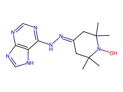 N-[(1-hydroxy-2,2,6,6-tetramethylpiperidin-4-ylidene)amino]-5H-purin-6-amine structure