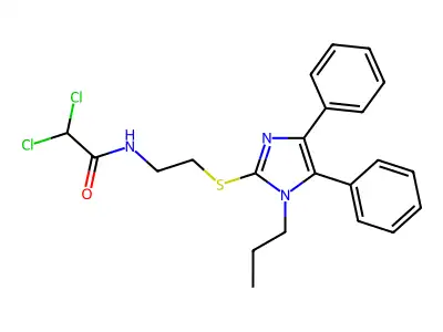2,2-Dichloro-N-{2-[(4,5-diphenyl-1-propyl-1H-imidazol-2-yl)sulfanyl]ethyl}acetamide structure