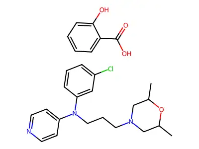 N-(3-Chlorophenyl)-2,6-dimethyl-N-4-pyridinyl-4-morpholinepropanamine mono(2-hydroxybenzoate) structure