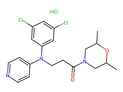4-(3-((3,5-Dichlorophenyl)-4-pyridinylamino)-1-oxopropyl)-2,6-dimethylmorpholine HCl H2O structure