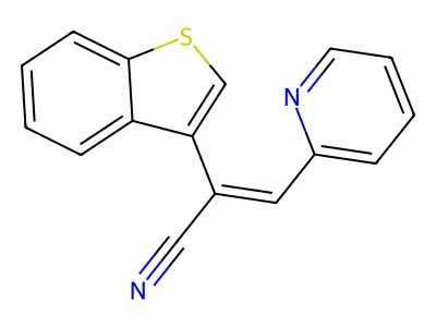 (E)-2-(1-benzothiophen-3-yl)-3-pyridin-2-ylprop-2-enenitrile structure