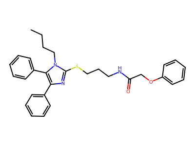 N-[3-(1-butyl-4,5-diphenyl-imidazol-2-yl)sulfanylpropyl]-2-phenoxy-acetamide structure