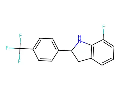 7-Fluoro-2-[4-(trifluoromethyl)phenyl]indoline structure