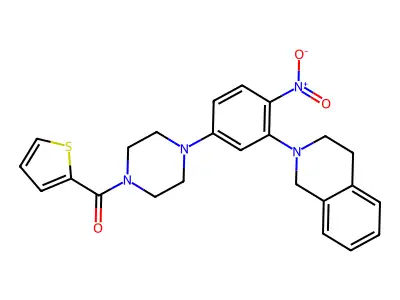 [4-[3-(3,4-dihydro-1H-isoquinolin-2-yl)-4-nitrophenyl]piperazin-1-yl]-thiophen-2-ylmethanone structure