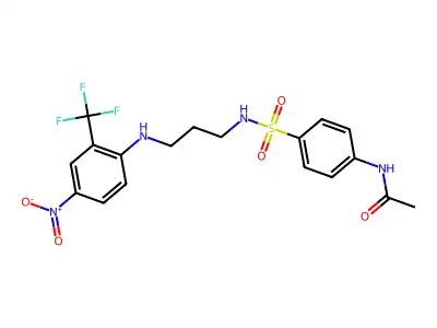 N-[4-[3-[4-nitro-2-(trifluoromethyl)anilino]propylsulfamoyl]phenyl]acetamide structure