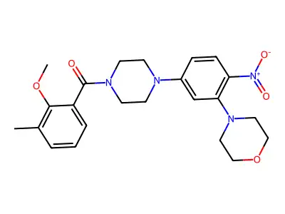 (2-methoxy-3-methylphenyl)-[4-(3-morpholin-4-yl-4-nitrophenyl)piperazin-1-yl]methanone structure