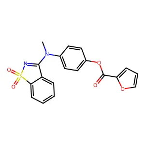 4-[(1,1-Dioxido-1,2-benzothiazol-3-yl)(methyl)amino]phenyl furan-2-carboxylate structure