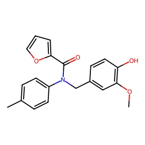 N-(4-hydroxy-3-methoxybenzyl)-N-(4-methylphenyl)-2-furamide structure