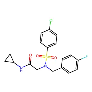 2-[(4-chlorophenyl)sulfonyl-[(4-fluorophenyl)methyl]amino]-N-cyclopropylacetamide structure