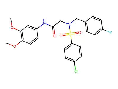 2-[(4-chlorophenyl)sulfonyl-[(4-fluorophenyl)methyl]amino]-N-(3,4-dimethoxyphenyl)acetamide structure