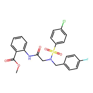 methyl 2-({N-[(4-chlorophenyl)sulfonyl]-N-(4-fluorobenzyl)glycyl}amino)benzoate structure