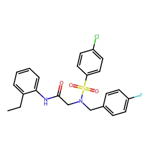 2-[(4-chlorophenyl)sulfonyl-[(4-fluorophenyl)methyl]amino]-N-(2-ethylphenyl)acetamide structure