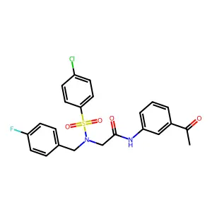 N-(3-acetylphenyl)-2-[(4-chlorophenyl)sulfonyl-[(4-fluorophenyl)methyl]amino]acetamide structure