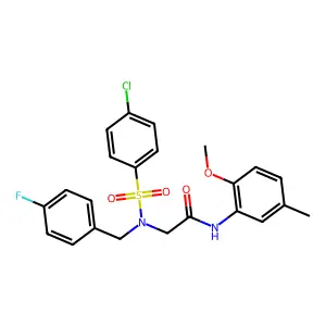 2-[(4-chlorophenyl)sulfonyl-[(4-fluorophenyl)methyl]amino]-N-(2-methoxy-5-methylphenyl)acetamide structure