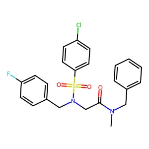 N-benzyl-2-[(4-chlorophenyl)sulfonyl-[(4-fluorophenyl)methyl]amino]-N-methylacetamide structure