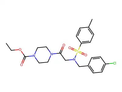 ethyl 4-{N-(4-chlorobenzyl)-N-[(4-methylphenyl)sulfonyl]glycyl}piperazine-1-carboxylate structure