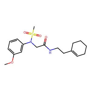 N-[2-(cyclohexen-1-yl)ethyl]-2-(3-methoxy-N-methylsulfonylanilino)acetamide structure