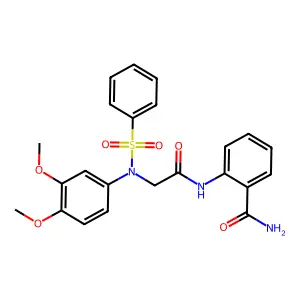 2-[[2-[N-(benzenesulfonyl)-3,4-dimethoxyanilino]acetyl]amino]benzamide structure