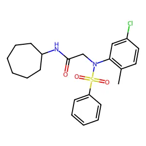 2-[N-(benzenesulfonyl)-5-chloro-2-methylanilino]-N-cycloheptylacetamide structure