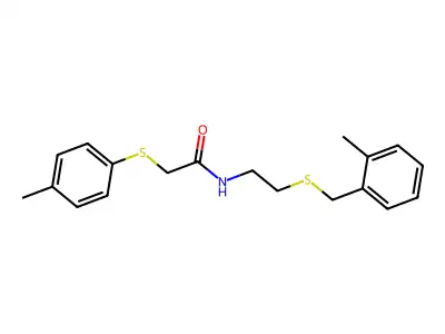N-[2-[(2-methylphenyl)methylsulfanyl]ethyl]-2-(4-methylphenyl)sulfanylacetamide structure