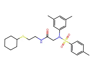 N-[2-(cyclohexylsulfanyl)ethyl]-N~2~-(3,5-dimethylphenyl)-N~2~-[(4-methylphenyl)sulfonyl]glycinamide structure