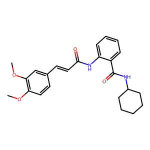 N-cyclohexyl-2-[[(E)-3-(3,4-dimethoxyphenyl)prop-2-enoyl]amino]benzamide structure