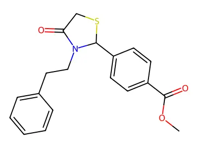 Methyl 4-[4-oxo-3-(2-phenylethyl)-1,3-thiazolidin-2-yl]benzoate structure
