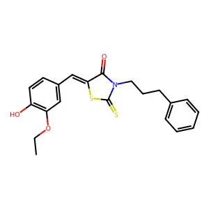 (5Z)-5-(3-ethoxy-4-hydroxybenzylidene)-3-(3-phenylpropyl)-2-thioxo-1,3-thiazolidin-4-one structure