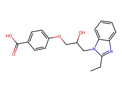 4-[3-(2-Ethylbenzimidazol-1-yl)-2-hydroxypropoxy]benzoic acid structure