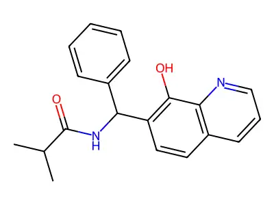 N-((8-hydroxyquinolin-7-yl)(phenyl)methyl)isobutyramide structure