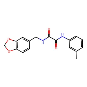 N-(1,3-benzodioxol-5-ylmethyl)-N'-(3-methylphenyl)oxamide structure