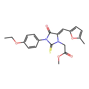 methyl {(5Z)-3-(4-ethoxyphenyl)-5-[(5-methylfuran-2-yl)methylidene]-4-oxo-2-thioxoimidazolidin-1-yl}acetate structure