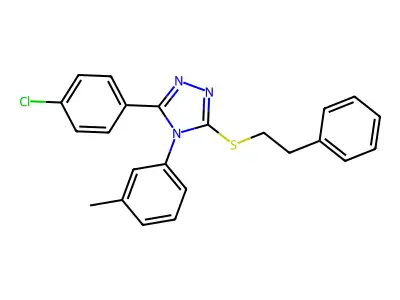 3-(4-chlorophenyl)-4-(3-methylphenyl)-5-[(2-phenylethyl)sulfanyl]-4H-1,2,4-triazole structure