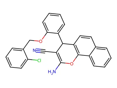 2-amino-4-{2-[(2-chlorobenzyl)oxy]phenyl}-4H-benzo[h]chromene-3-carbonitrile structure