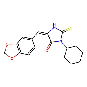 5-(1,3-Benzodioxol-5-ylmethylene)-3-cyclohexyl-2-thioxo-4-imidazolidinone structure