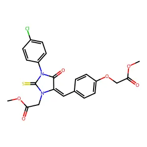 methyl {(5Z)-3-(4-chlorophenyl)-5-[4-(2-methoxy-2-oxoethoxy)benzylidene]-4-oxo-2-thioxoimidazolidin-1-yl}acetate structure
