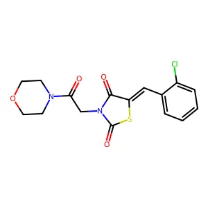 (5E)-5-[(2-chlorophenyl)methylidene]-3-(2-morpholin-4-yl-2-oxoethyl)-1,3-thiazolidine-2,4-dione structure