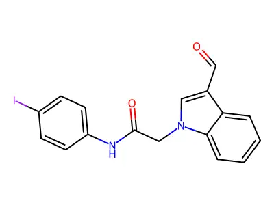 2-(3-Formyl-1H-indol-1-yl)-N-(4-iodophenyl)acetamide structure
