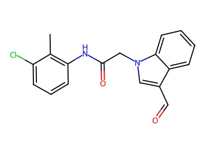 N-(3-chloro-2-methylphenyl)-2-(3-formyl-1H-indol-1-yl)acetamide structure