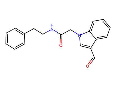 2-(3-formyl-1H-indol-1-yl)-N-(2-phenylethyl)acetamide structure