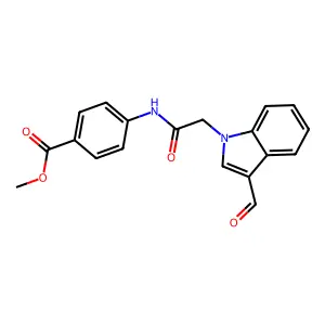 Methyl 4-[[2-(3-formylindol-1-yl)acetyl]amino]benzoate structure
