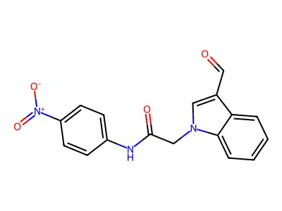 2-(3-formylindol-1-yl)-N-(4-nitrophenyl)acetamide structure